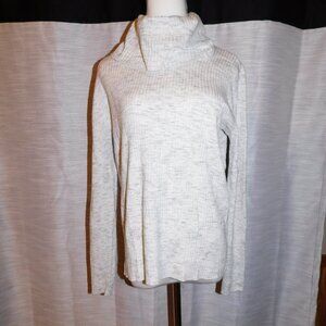 Greige Turtleneck, Size-Medium, Color-Grey/White